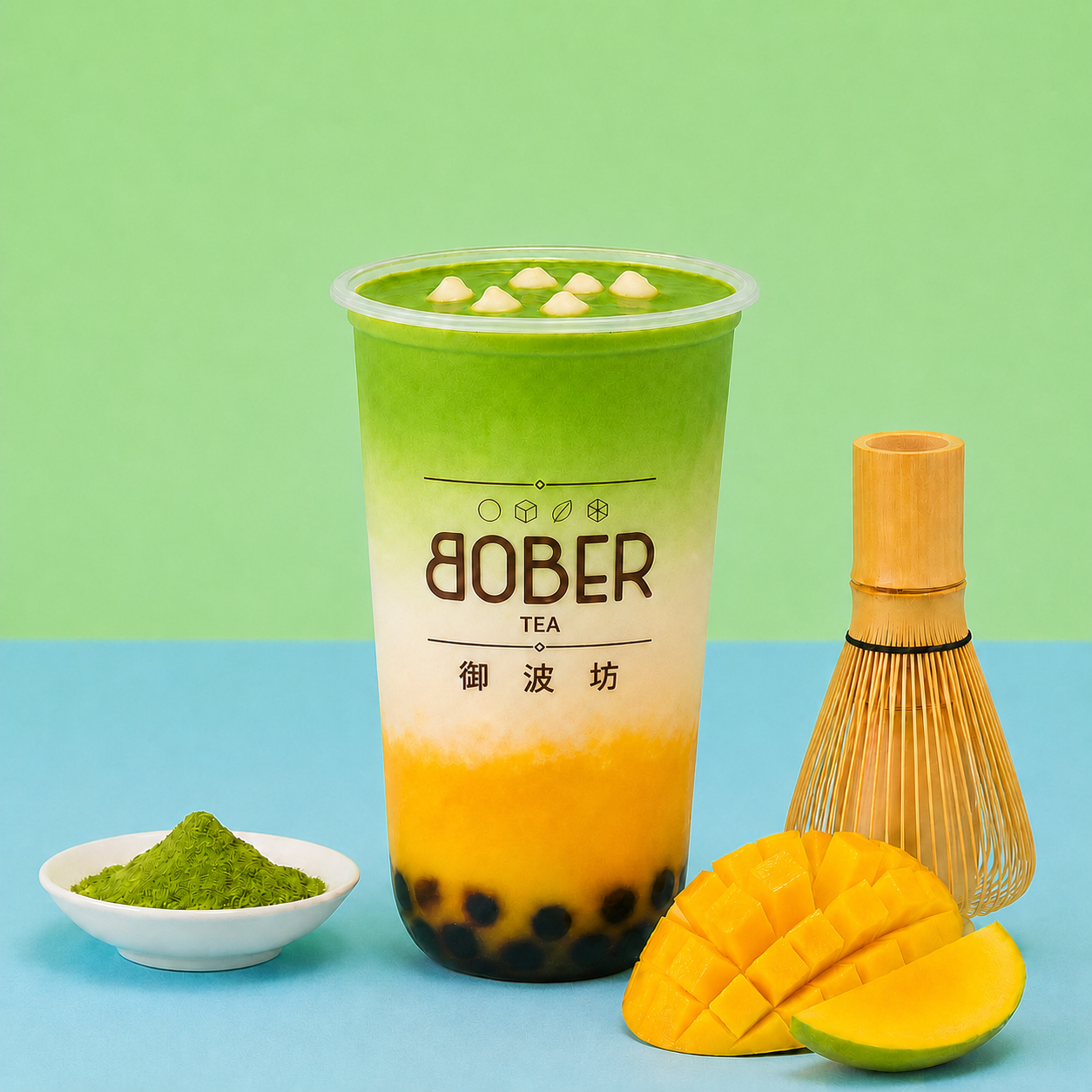 Bober Tea mango matcha latte